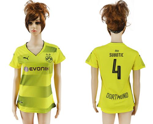 Women's Dortmund #4 Subotic Home Soccer Club Jersey - Click Image to Close